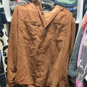Brown Corduroy Button-Up Shirt